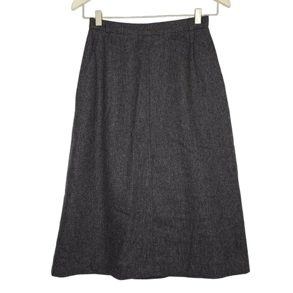 Vintage Koret size 10 100% Wool Union Label Gray A Line Knee Length Lined Skirt - Picture 2 of 10
